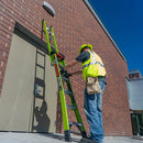 Little Giant King Kombo Industrial Fibreglass Combination Ladder | 3-in-1 Stepladder, Extension & Leaning | Non-Conductive Hi-Viz Green | EN131 Professional | 150kg | Ground Cue