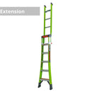 Little Giant King Kombo Industrial Fibreglass Combination Ladder | 3-in-1 Stepladder, Extension & Leaning | Non-Conductive Hi-Viz Green | EN131 Professional | 150kg | Ground Cue