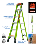 Little Giant King Kombo Industrial Fibreglass Combination Ladder | 3-in-1 Stepladder, Extension & Leaning | Non-Conductive Hi-Viz Green | EN131 Professional | 150kg | Ground Cue