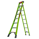 Little Giant King Kombo Industrial Fibreglass Combination Ladder | 3-in-1 Stepladder, Extension & Leaning | Non-Conductive Hi-Viz Green | EN131 Professional | 150kg | Ground Cue