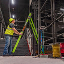 Little Giant King Kombo Industrial Fibreglass Combination Ladder | 3-in-1 Stepladder, Extension & Leaning | Non-Conductive Hi-Viz Green | EN131 Professional | 150kg | Ground Cue