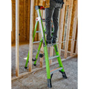 Little Giant King Kombo Industrial Fibreglass Combination Ladder | 3-in-1 Stepladder, Extension & Leaning | Non-Conductive Hi-Viz Green | EN131 Professional | 150kg | Ground Cue