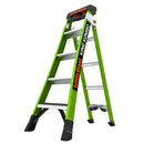 Little Giant King Kombo Industrial Fibreglass Combination Ladder | 3-in-1 Stepladder, Extension & Leaning | Non-Conductive Hi-Viz Green | EN131 Professional | 150kg | Ground Cue