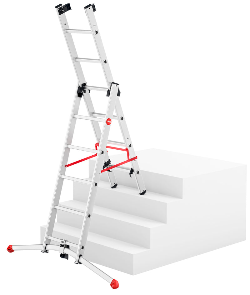 Hailo ProfiLOT S100 Pedal Adj Combi Extension Ladders - Safety on Uneven Ground