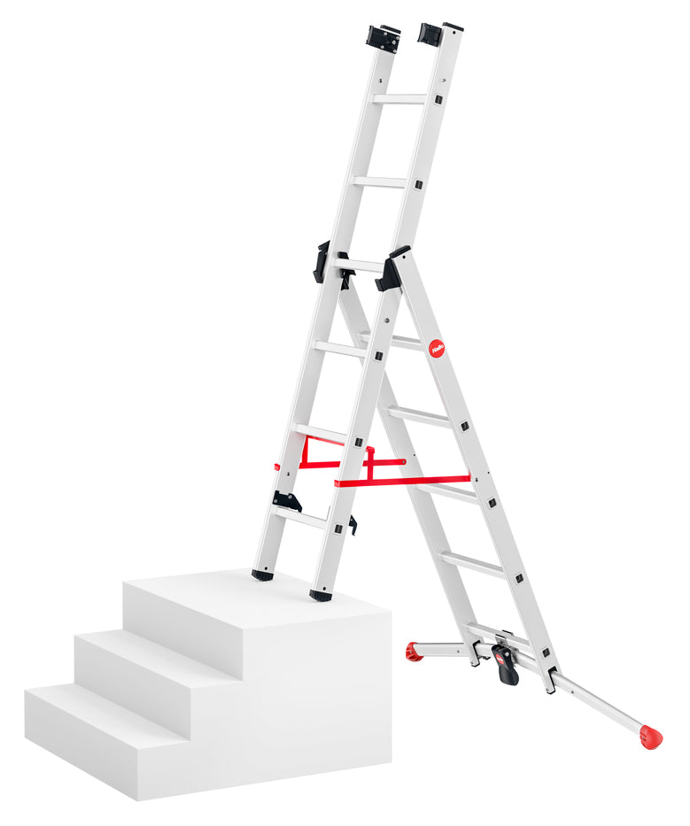 Hailo ProfiLOT S100 Pedal Adj Combi Extension Ladders - Safety on Uneven Ground