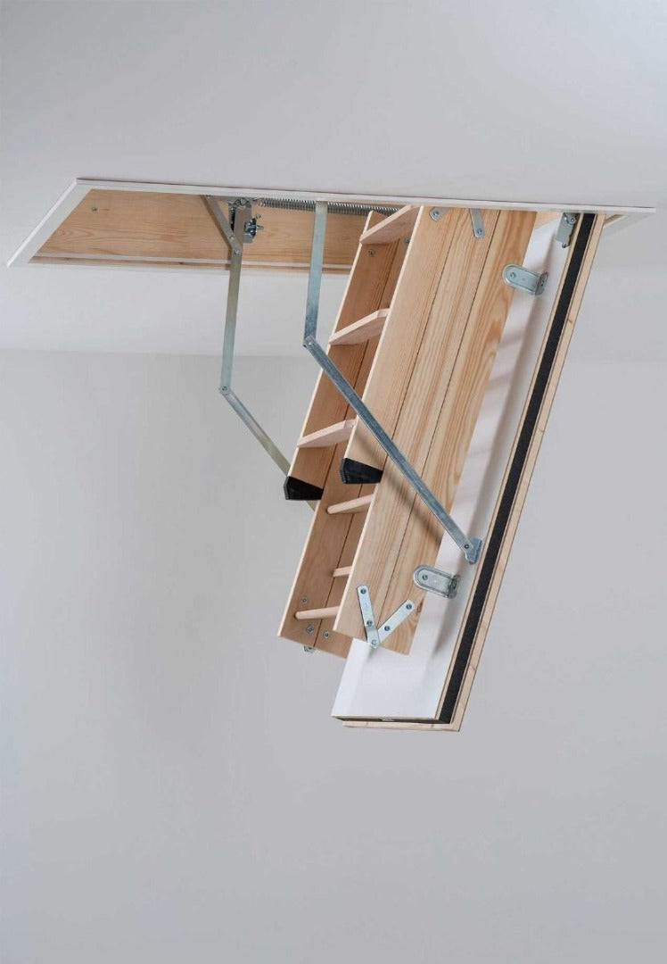 Wooden Loft Ladder Dolle REI 45 - can  withstand fire for 45 minutes. Optional Handrail(s) for additional safety available