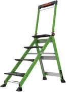 Little Giant HiViz Green Fibreglass Jumbo Step Stool | Insulated GRP Ladder | 3 & 4 Tread | 150kg Capacity