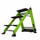 Little Giant HiViz Green Fibreglass Jumbo Step Stool | Insulated GRP Ladder | 3 & 4 Tread | 150kg Capacity