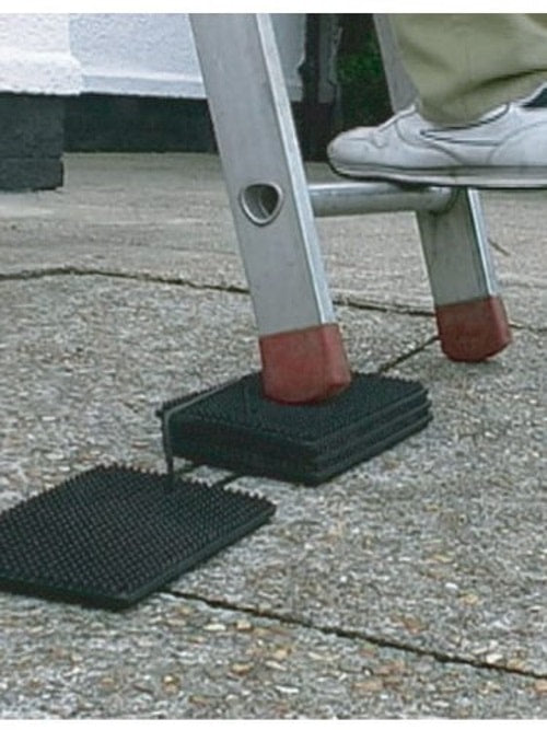 Henry's Anti-Slip Laddermat Ladder Leveller - Four mats, Made from Heavy-Duty Rubber Matting with nodules, are Linked by a Sturdy Metal Loop and Offer Adjustable Anti-Slip Blocking to go Under The Ladder Foot.