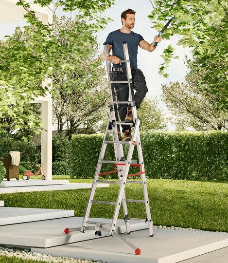 Hailo ProfiLOT S100 Pedal Adj. Combi Extension Ladders - Safety on Uneven Ground