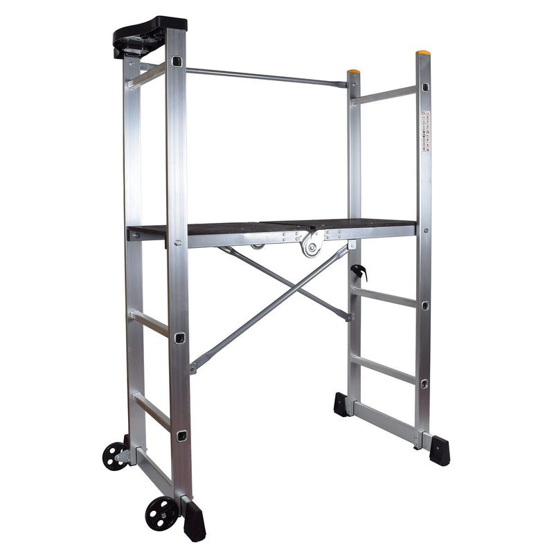 Henry's Folding Scaffold Platform Ladder - with Wheels & Stabilisers.